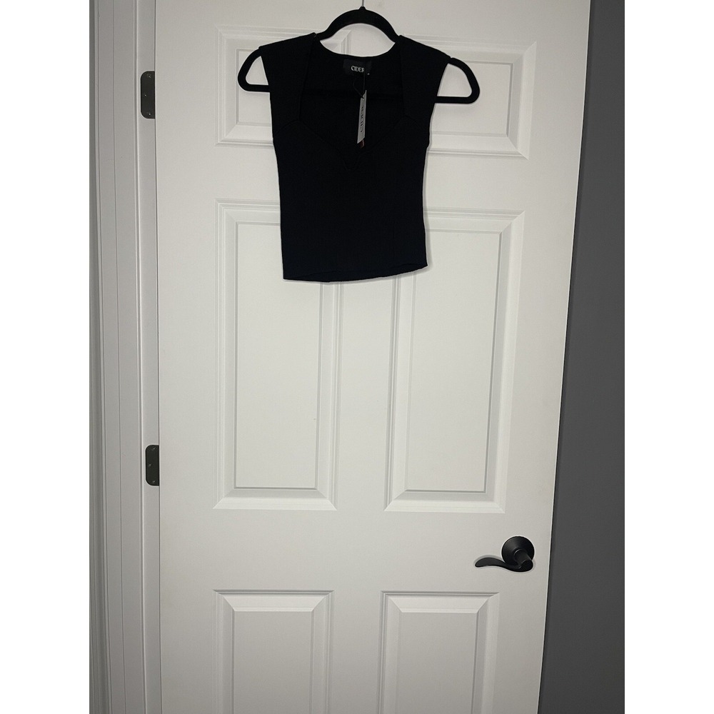 Cider Sweetheart Neck Cap Sleeve ribbed Crop Tank Top black xl NWT